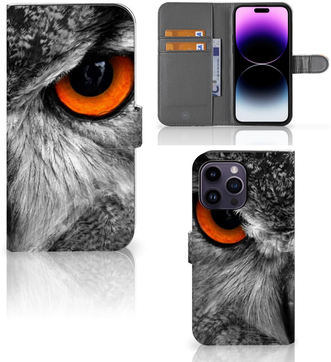 iPhone 15 Pro Max Telefoonhoesje met Pasjes Uil