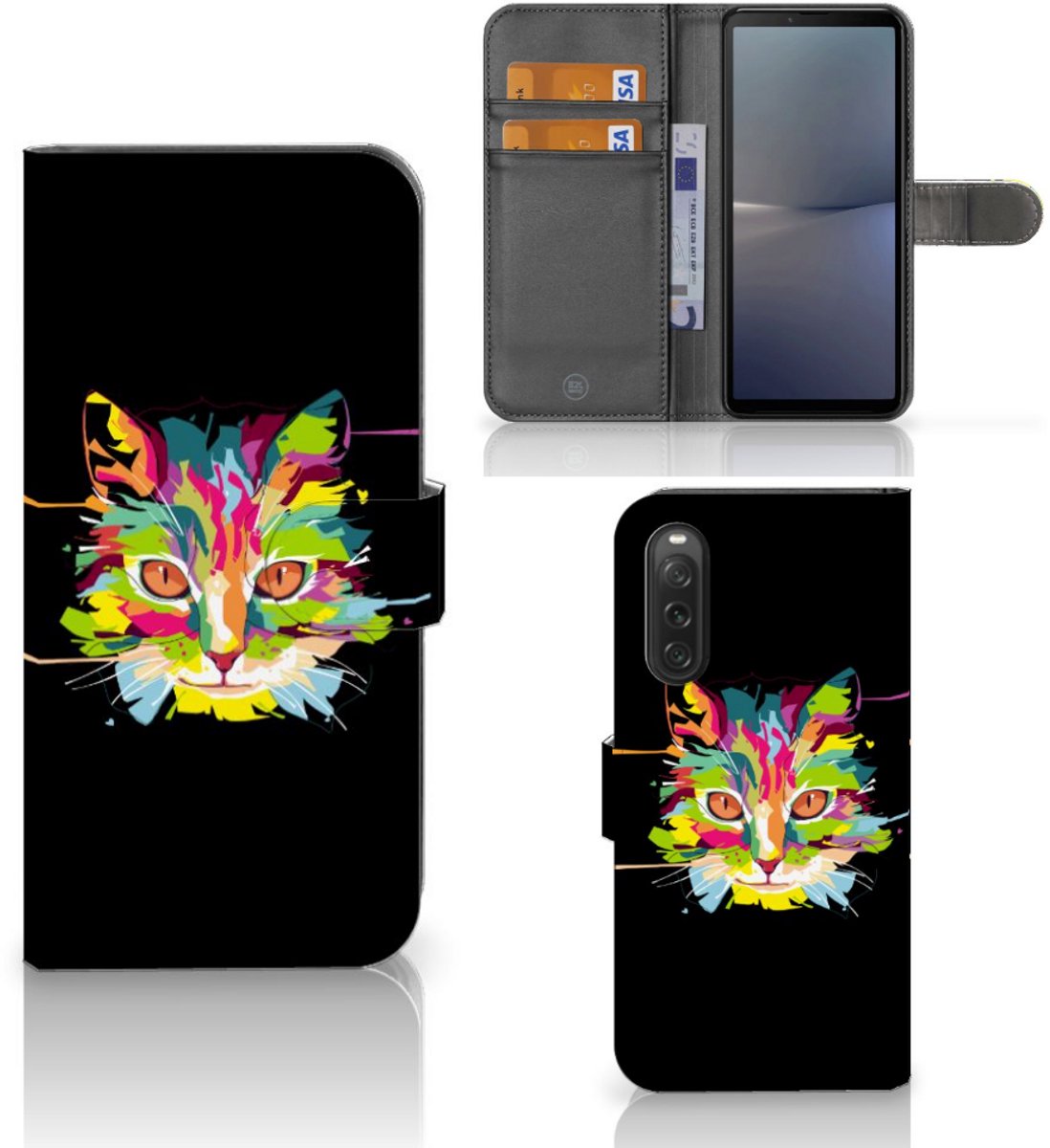 Book Case voor Sony Xperia 10 V Leuk Hoesje Cat Color