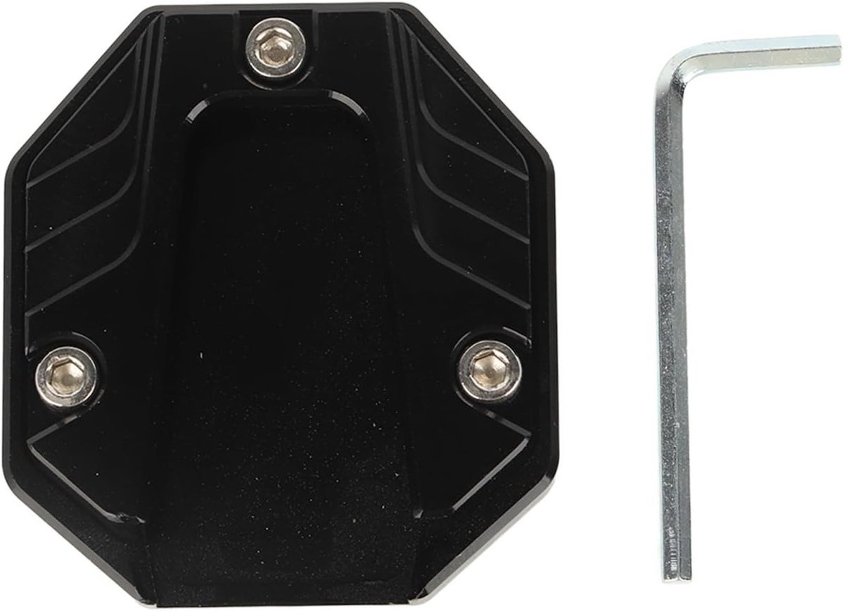 Zijstandaard Verlengingsplaat voor Motorfiets, Aluminium Kickstand Pad voor Verbeterde Stabiliteit en Ondersteuning (Zwart)