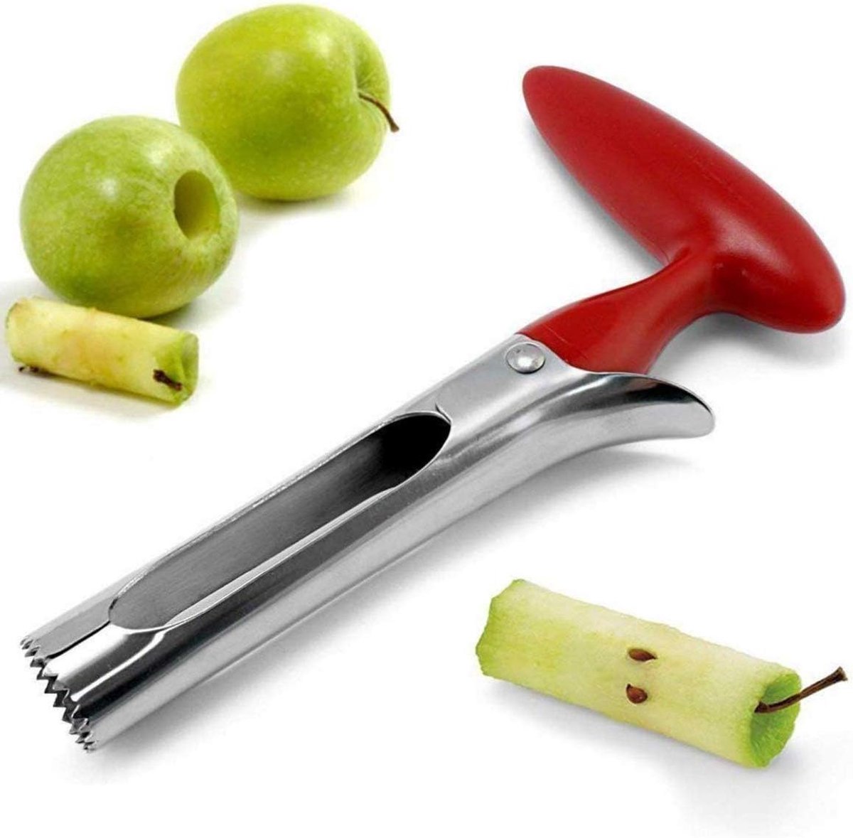 Appelboor — Roestvrijstalen keukenhulp, fruitboor, gereedschap voor fruit en groenten, appel- en perenboor, draaibaar fruitgereedschap, zaadverwijderaar