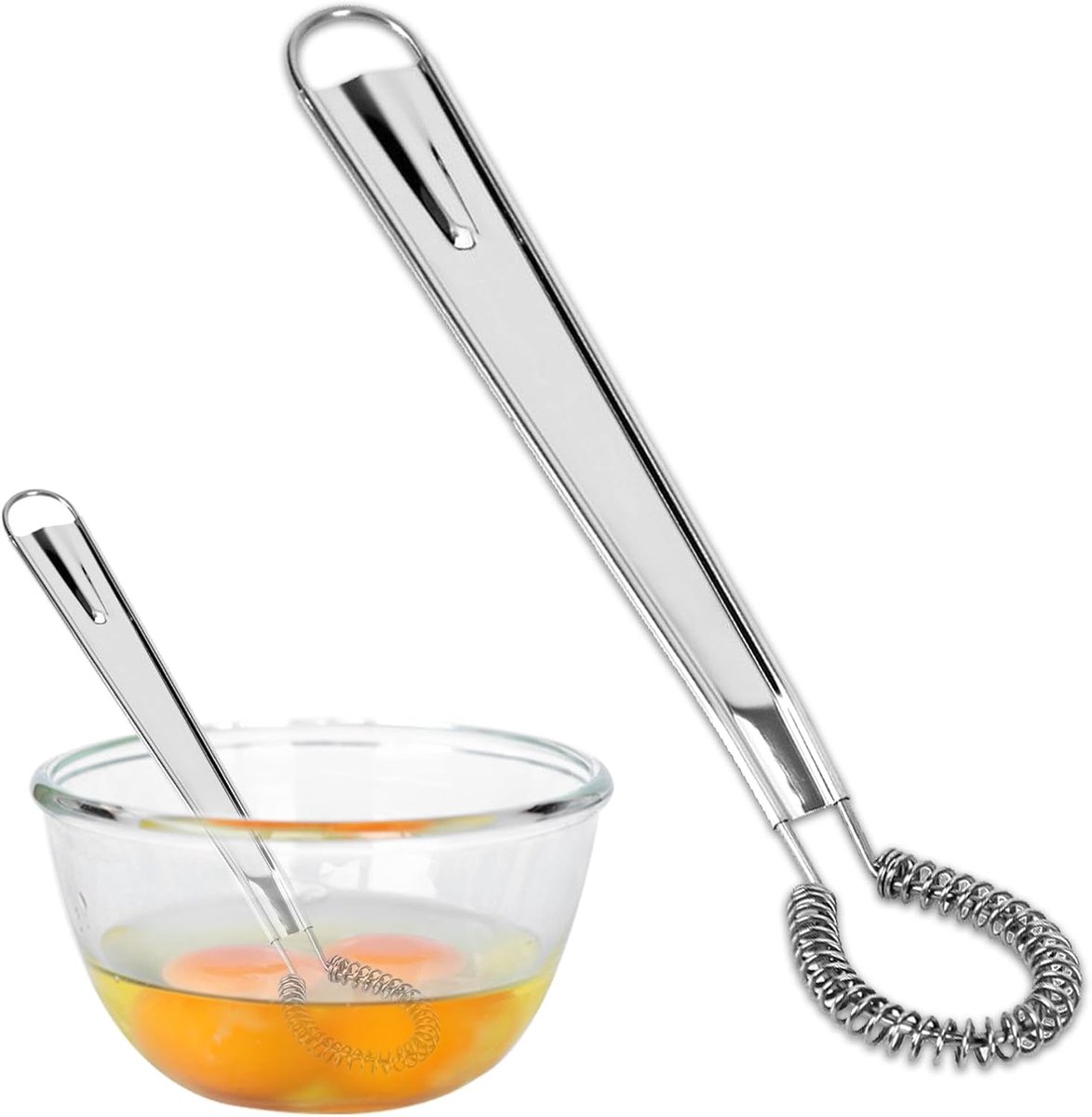 Garde – 2-pack – Mini-spiraalgarde – Mixer – Eierkloptool – Multifunctionele keukengadget – Keukenhulpje – Arbeidsbesparend & handig – Ideaal voor mengen, kloppen, koken en bakken – 20,5 x 3,5 x 2,5 cm