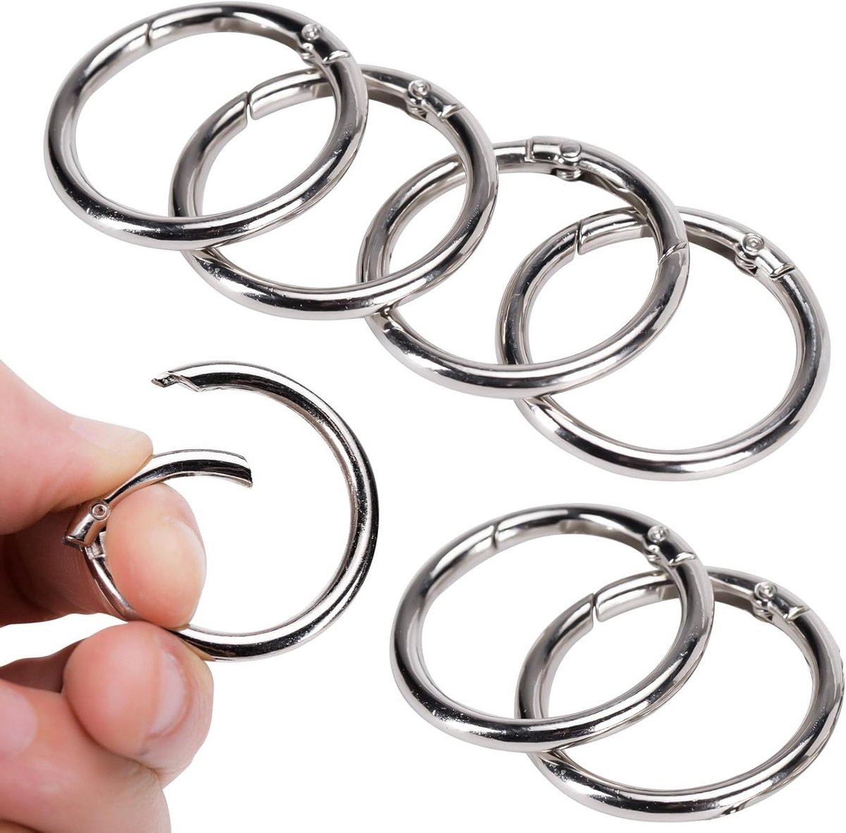 Set van 8 Sleutelhangers O-Ringen van Metaal, Duurzaam en Roestvrij, Ideaal voor Sleutels en Accessoires