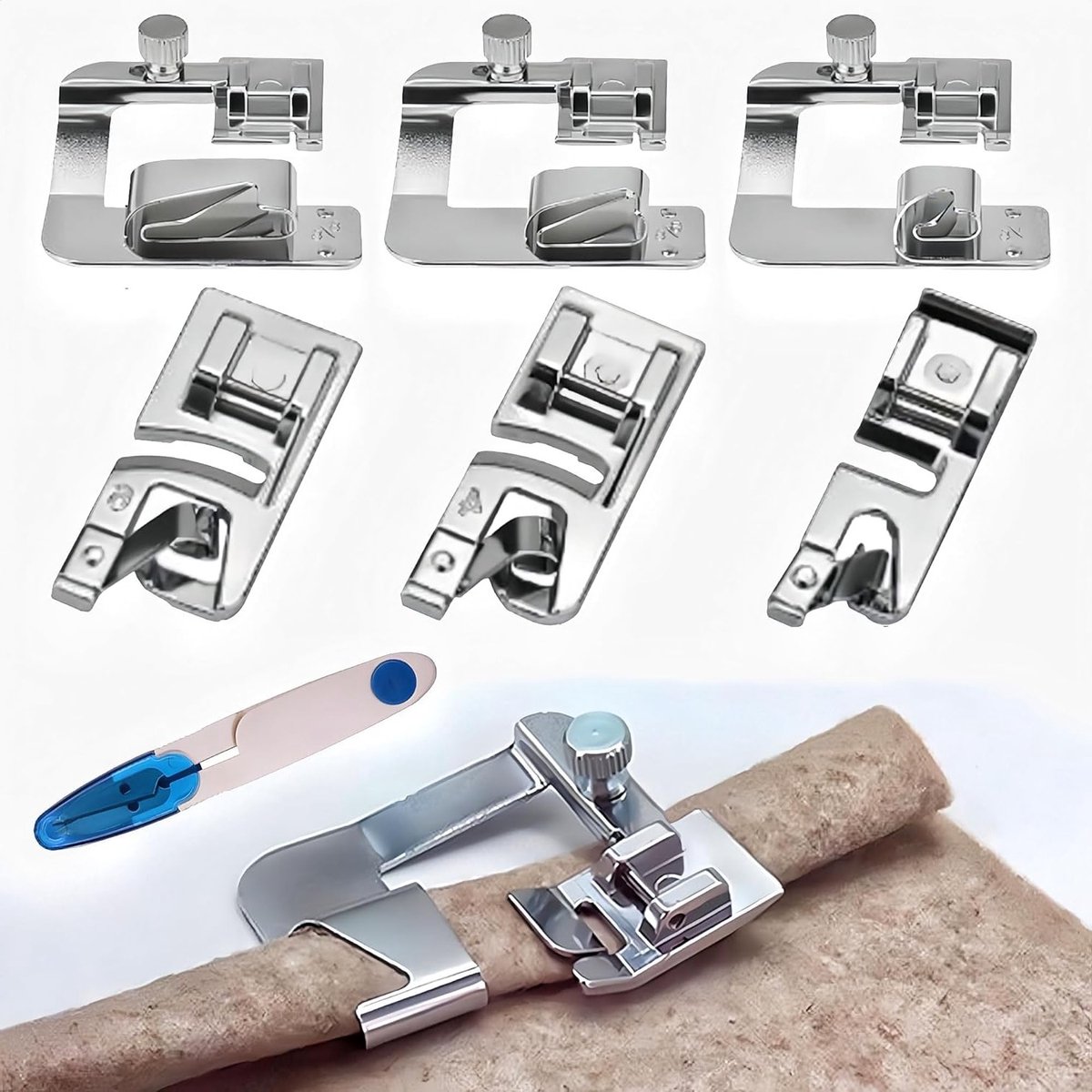 Set van 6 Rvs Naaimachine Persvoeten in 6 Maten - Multifunctionele Naaivoeten Geschikt voor Diverse Naaimachines zoals Brother, Singer en Janome