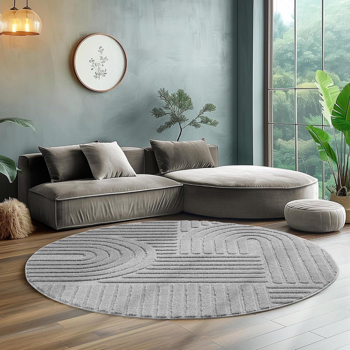 Rond Tapijt - Vloerkleed Gebiedskleed - Woonkamer Decoratie - Reliëf Patroon - 200 cm Rond