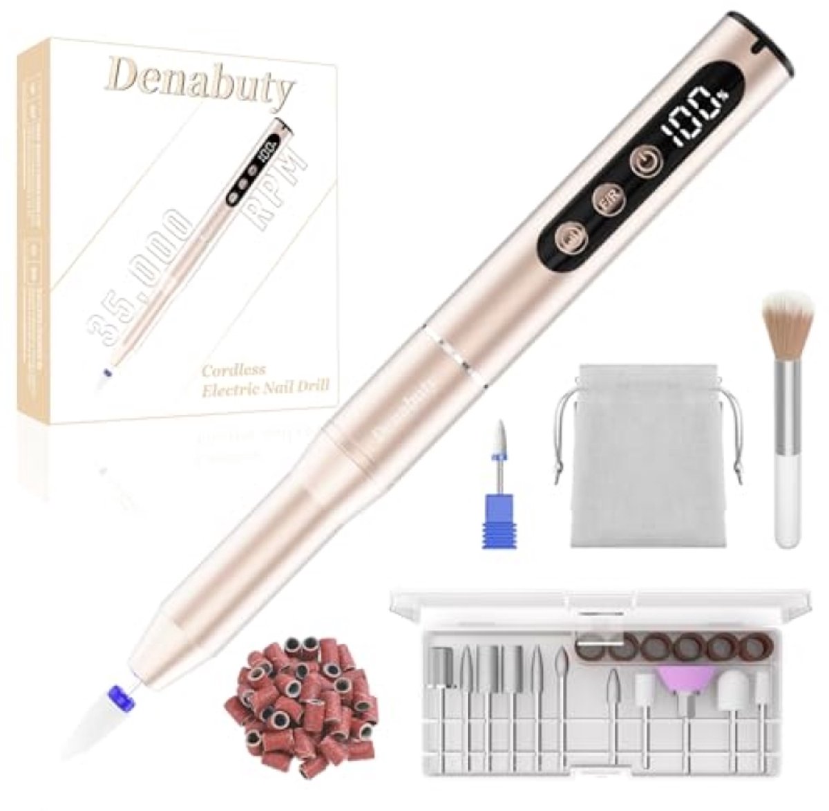 Elektrische Nagelvijl Set - Oplaadbare Manicure Pen met LED Display en 5 Snelheden