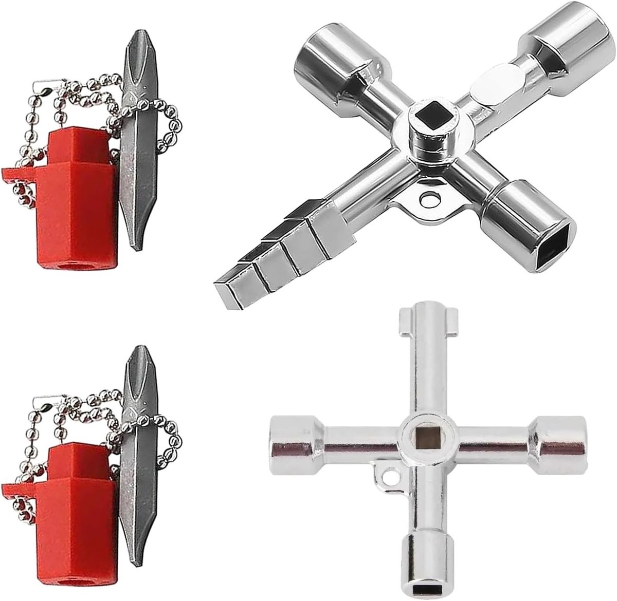 4-in-1 Universele Moersleutel Set - Multi-Functionele Driehoek Sleutel en Kruissleutel voor Gas en Water, Ergonomisch en Duurzaam Ontwerp (2 Stuks)