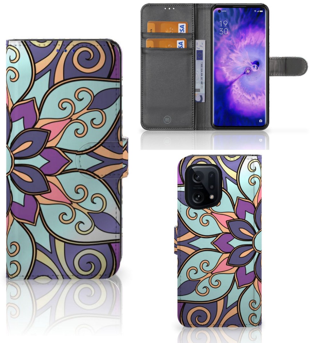 OPPO Find X5 Hoesje Purple Flower