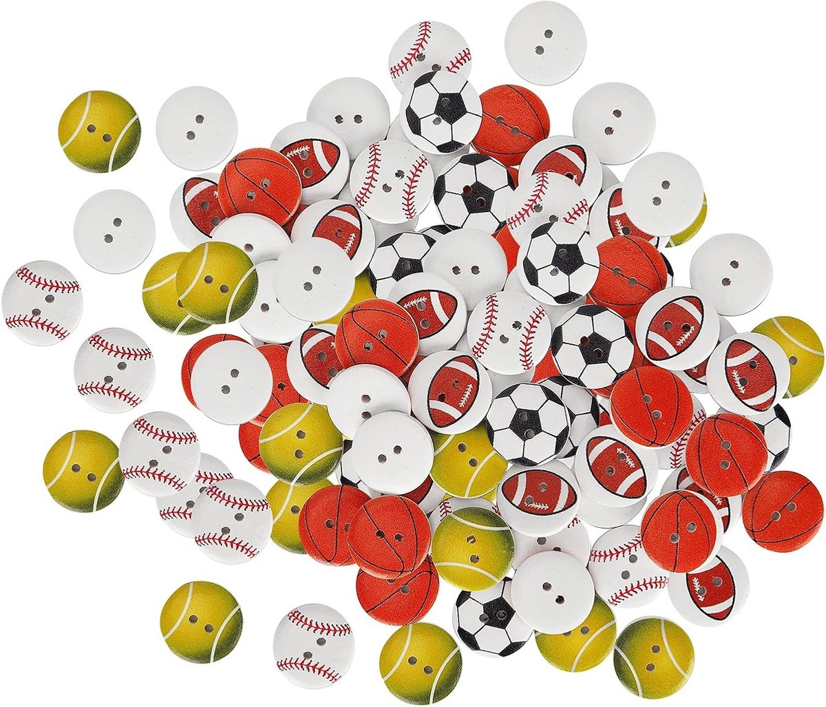 Houten Knopen 2-Hole Ronde Vorm voor Breien en Scrapbooking - 100 Stuks, Mixed Patroon, 2cm
