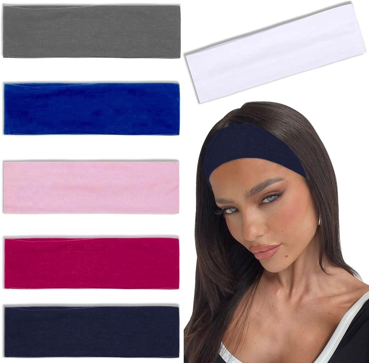 Trendy Non-Slip Haarbanden voor Vrouwen - 6 Stuks Zachte Elastische Sport Haarbanden voor Workout en Zweetabsorptie, Kleur 2