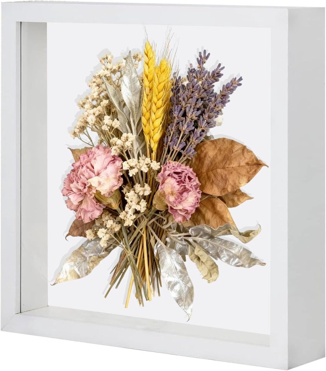 Diepe 3D Fotolijst voor Wand en Bureau, 20 x 20 cm, Ideaal voor Objecten, Bloemen en Cadeaus