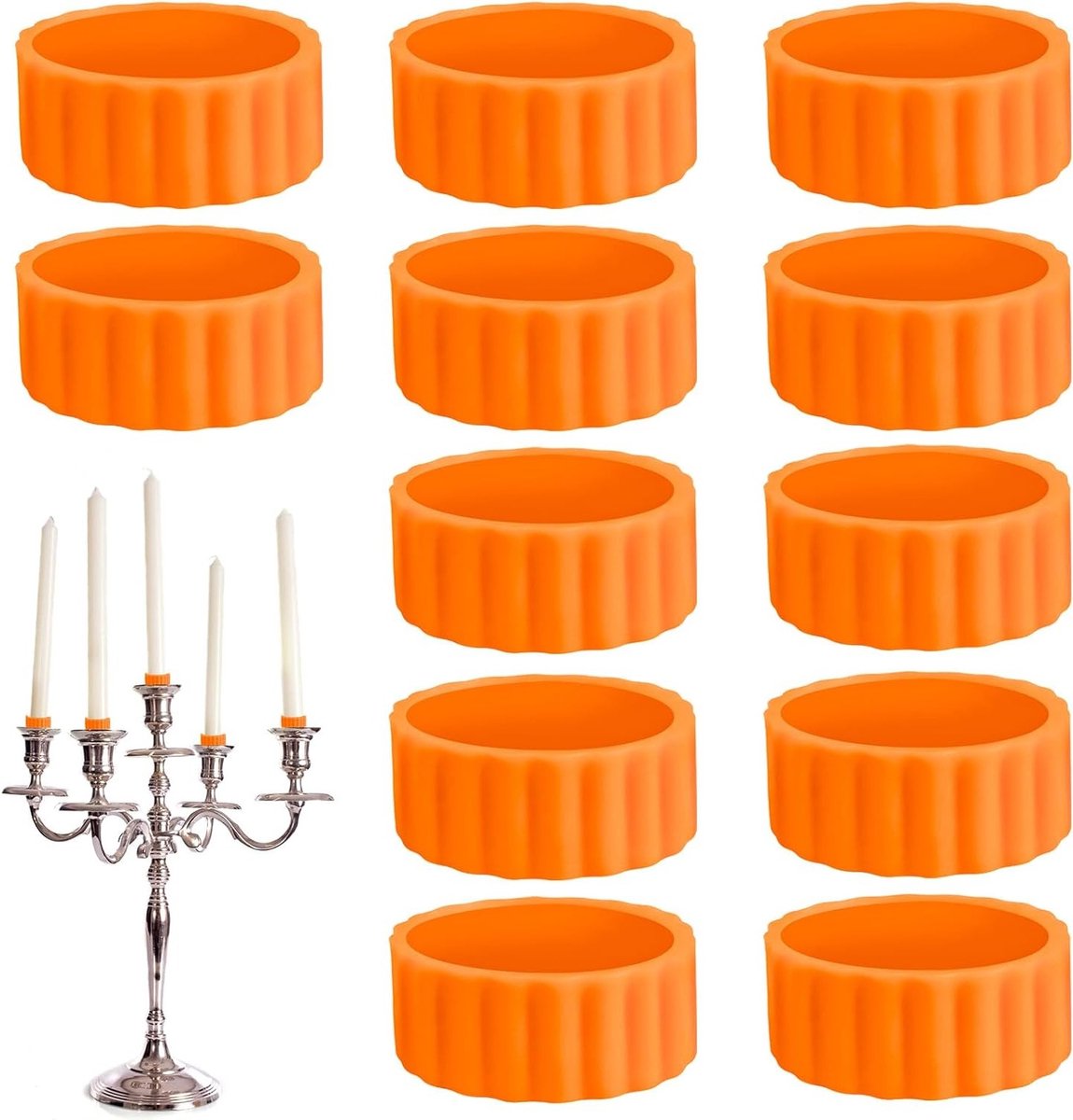 Set van 12 Siliconen Kaarsgrippers en Houders - Beschermers voor Tapered Kaarsen, Accessoires voor Feesten en Bruiloften, Flexibel en Duurzaam