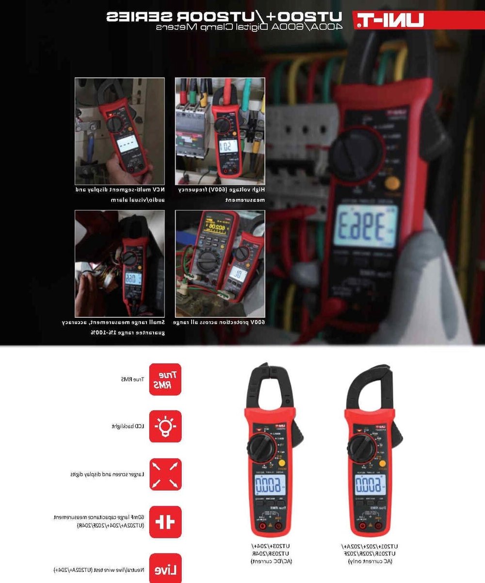 Digitale Stroomtang - Ampèremeter Voltmeter - Stroom Meten - True RMS - 600V - Grijs