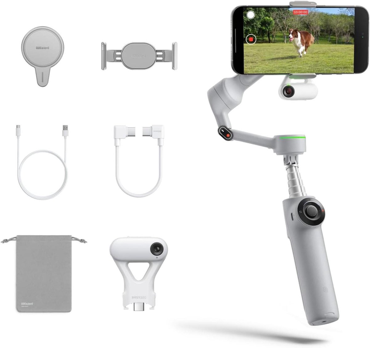 Smartphone Stabilisator - Gimbal Stabilizer - Video Opnames - AI Tracking - 357 Grams - Grijs