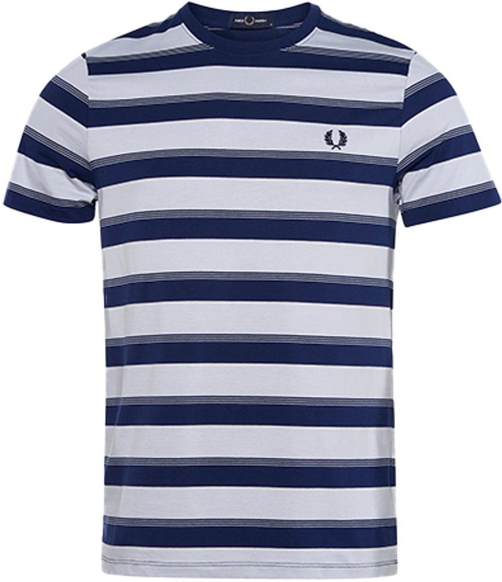 Fred Perry Fine Stripe T-Shirt Blauw