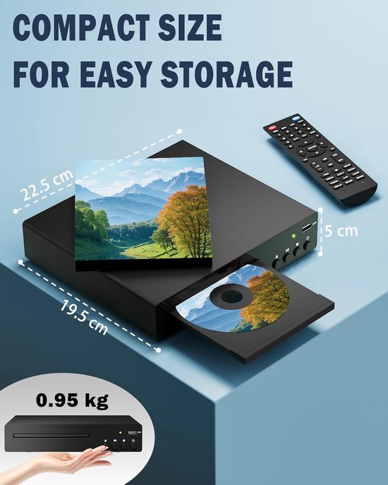 Dvd Speler - Cd Speler - Thuisbioscoop Ervaring - Regio Vrij - Compact Formaat - Zwart — afbeelding 4