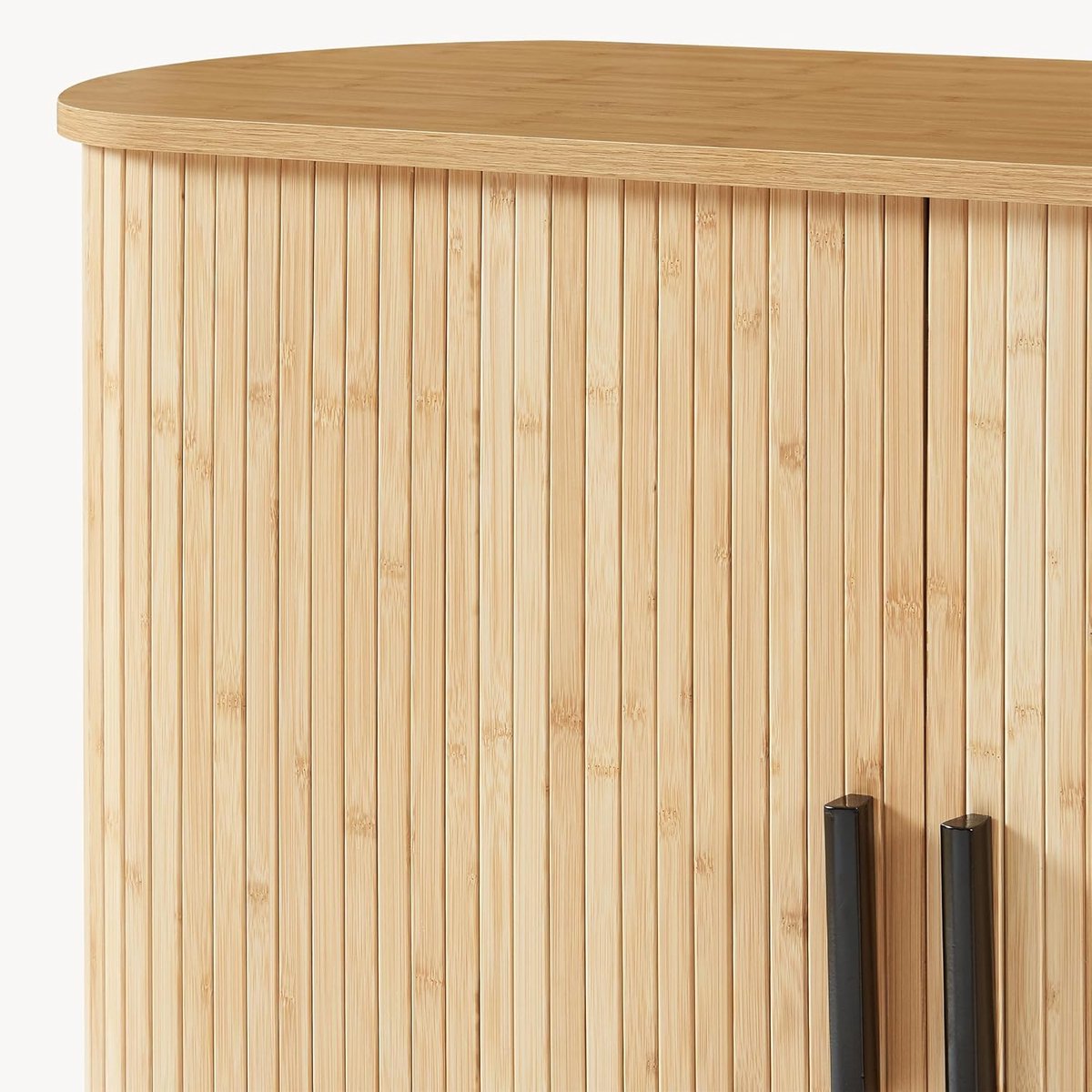 Schoenenkast smal met schuifdeuren – House&Garden bamboe opbergkast voor hal, 2 deuren, 3 niveaus schoenenrek, moderne houten schoenenkast 100 x 40 x 80 cm – Naturel/Zwart – Hal kast, gangkast, multifunctionele opbergkast