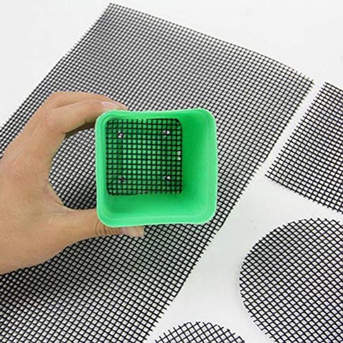 Bloempot Gat Gaas Mat Pad Bloempot Gat Ademend Pakking, Bloempot Mat, Bonsai Onderrooster Plastic Anti-lek Mat voor Tuinplanten Potten (10 * 10cm)