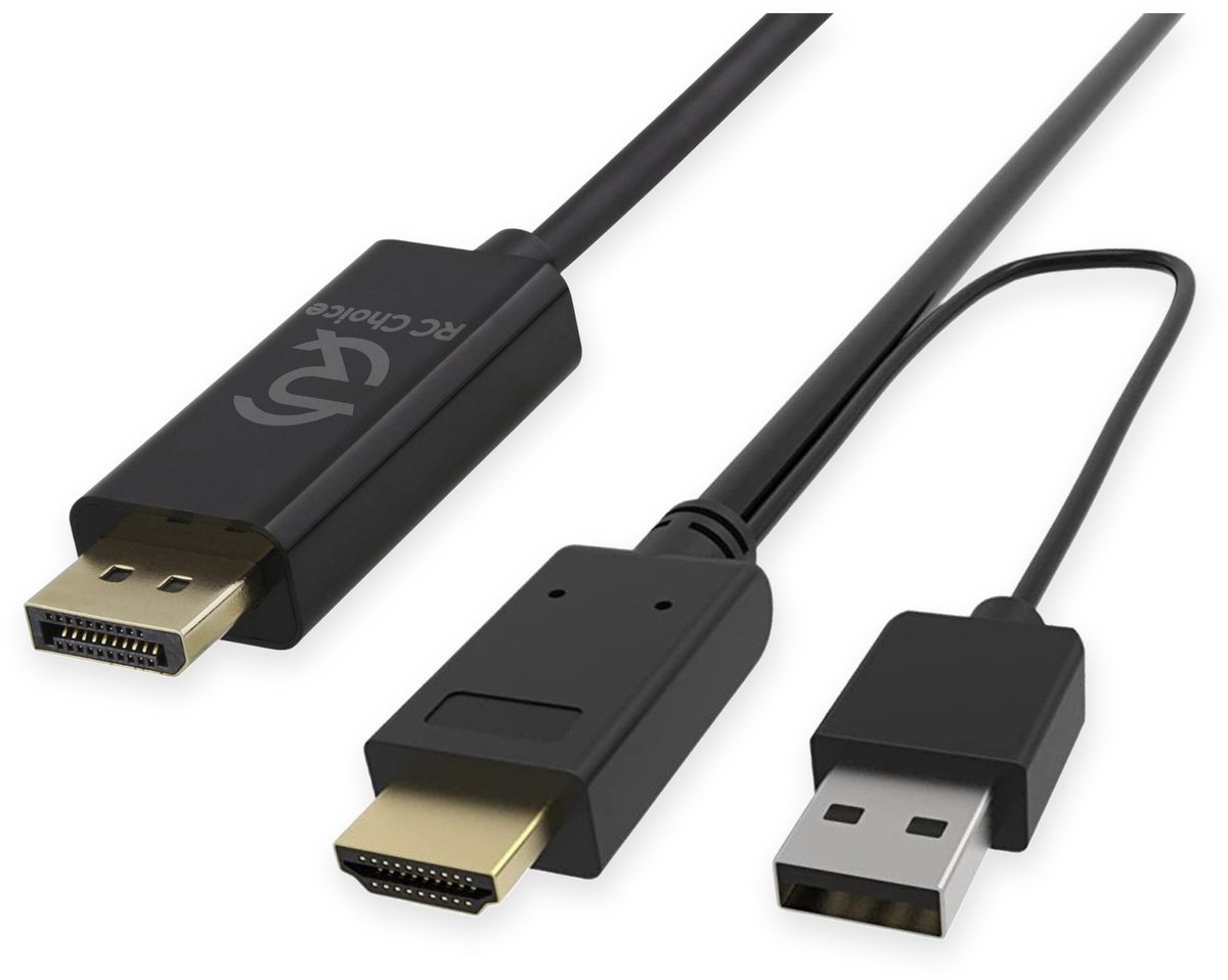 Bol.com HDMI naar DisplayPort Kabel - 4K 60Hz - 1.8 Meter - USB Voeding - Actieve Kabel aanbieding