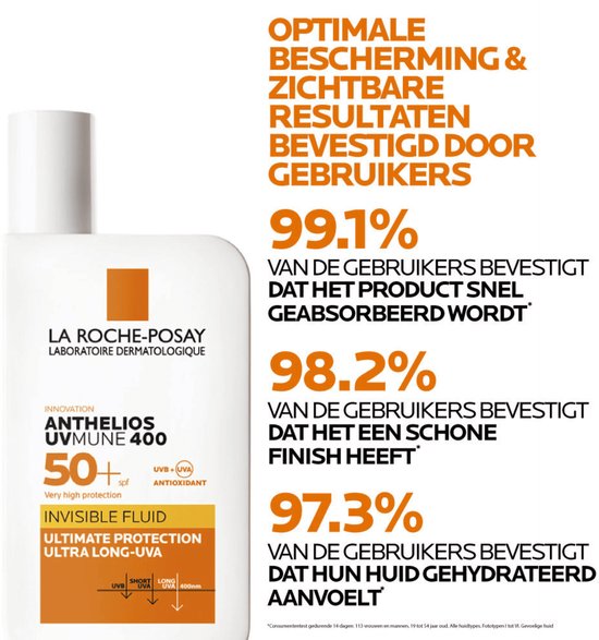 La Roche-Posay Anthelios UVMUNE 400 Onzichtbare Zonnebrand Fluide SPF50+ - Zeer Hoge Bescherming - Alle Huidtypes - 50 ml