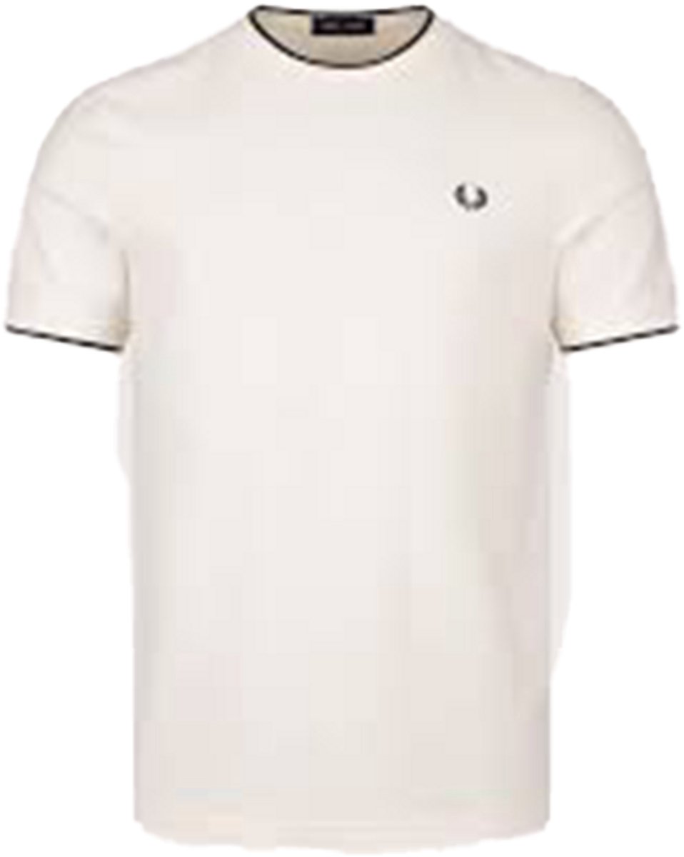 Fred Perry Trim Detail Crepe Pique T-Shirt Creme