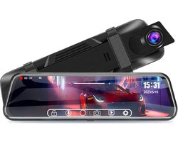 Digitale achteruitkijkspiegel met ingebouwde DVR-dashcam en achteruitrijcamera – 10" Touchscreen