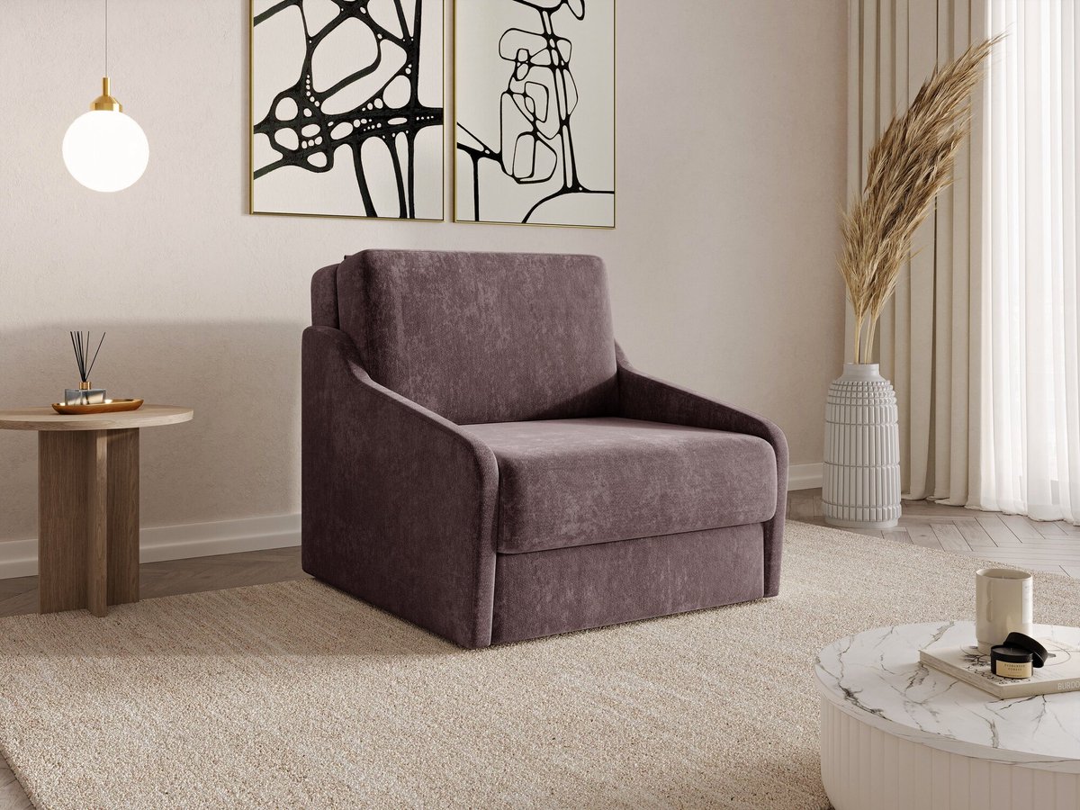 Fauteuil Met Slaapfunctie Slaapbank Ban Fly 80 Fauteuil Slaapbank - Armstoel - Kinderbed - Compact en Comfortabel - 1-zits - Vibe 69 (Pruim)