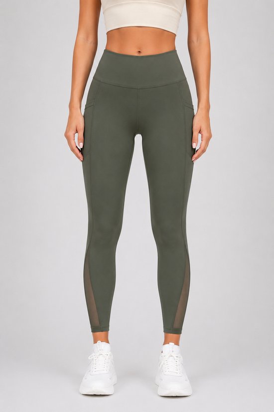 SparkNine Meshtone Sportlegging - M - groen - mesh details & handige zakken - sportbroek - ademend & stijlvol - elastisch - squatproof — afbeelding 4