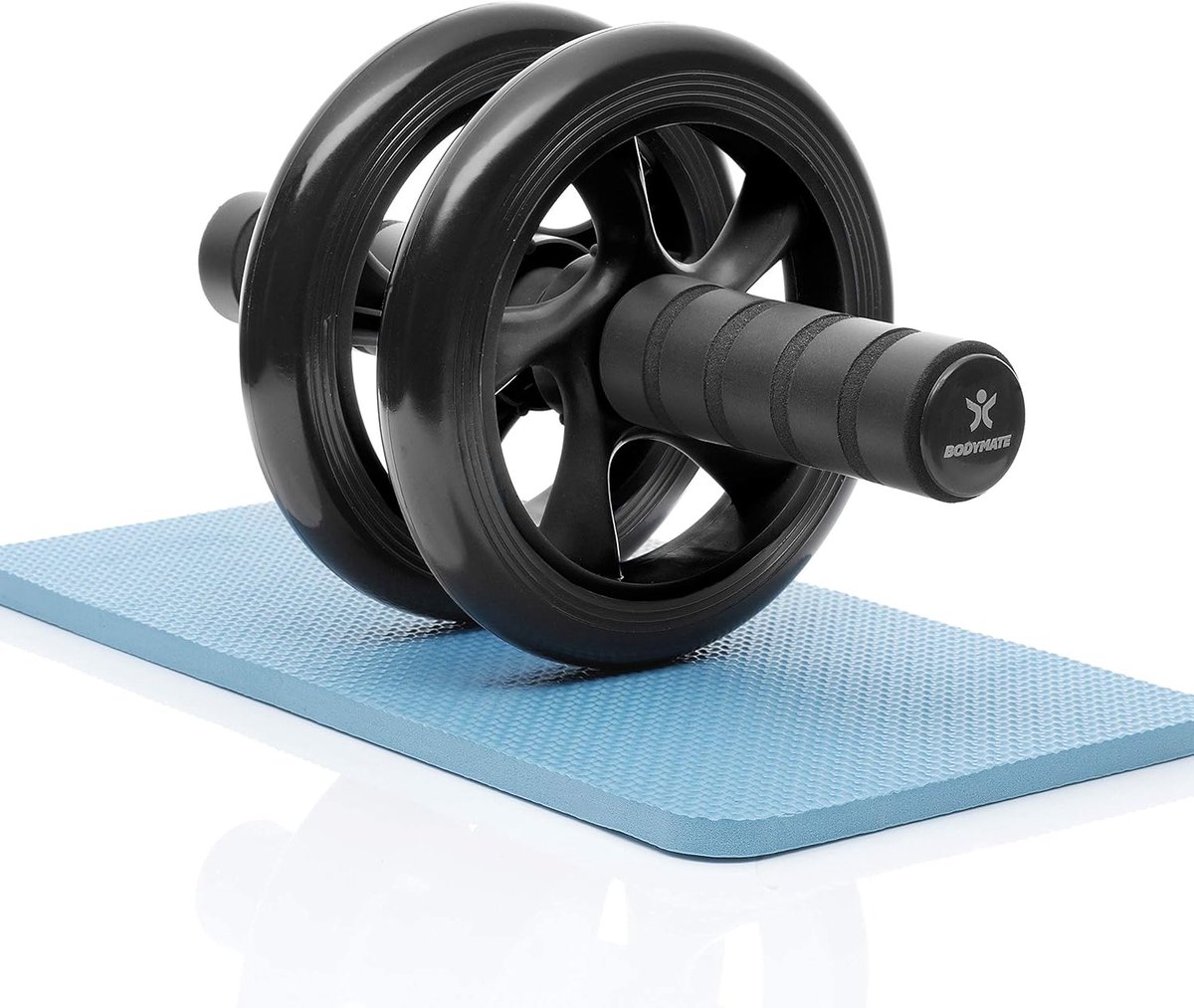 Buiktrainer Roller - Core Trainer - Fitness Thuis - Dubbele Stabiele Wielen - 28 x 16 cm - Zwart