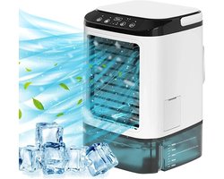 Velmio Airco – Mobiele airco – Mini airconditioning – Draagbaar – Met Nachtlamp – 900ML Tank – Voor Slaapkamer, Kantoor en Camping – 16,5×16,5×24cm