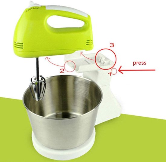 Keukenmixer - Handmixer Garde - Bakken en Koken - Dubbele Modus Handheld Desktop - 1.7L Kom - Wit — afbeelding 4