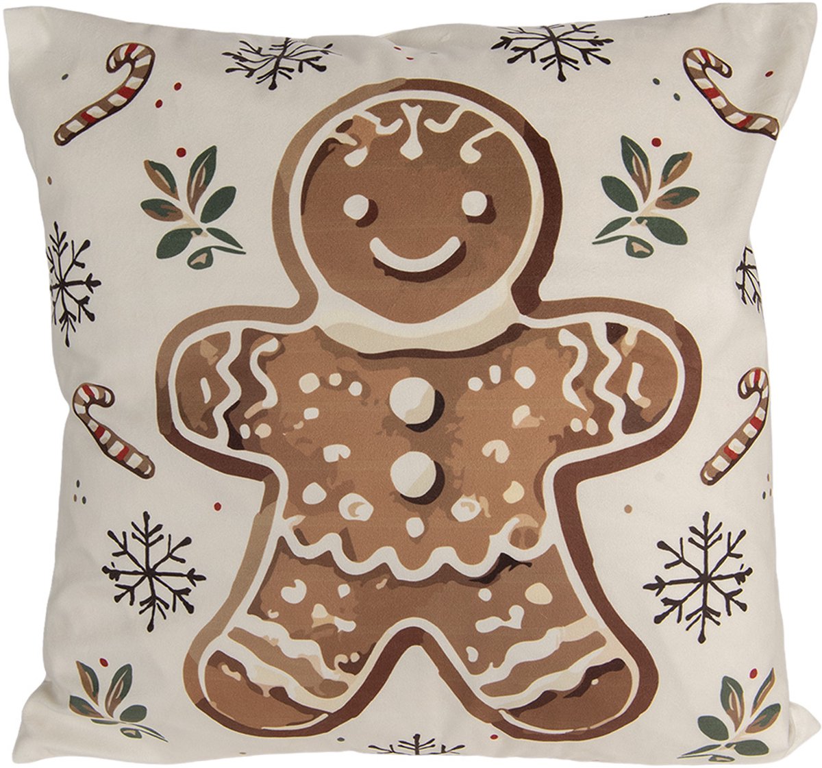 Clayre & Eef Sierkussen Beige Synthetisch Gingerbread man
