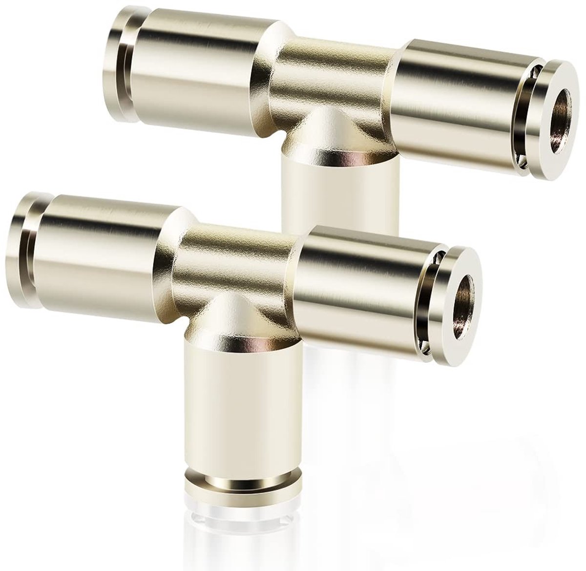 Dailygoods- Pneumatische Connector 8MM OD - 3-Weg Tee Unie - Vernikkeld Koper - Snel Verbinding - Robuust en Duurzaam - Drukbereik 0-2 MPA - Pneumatische Koppeling