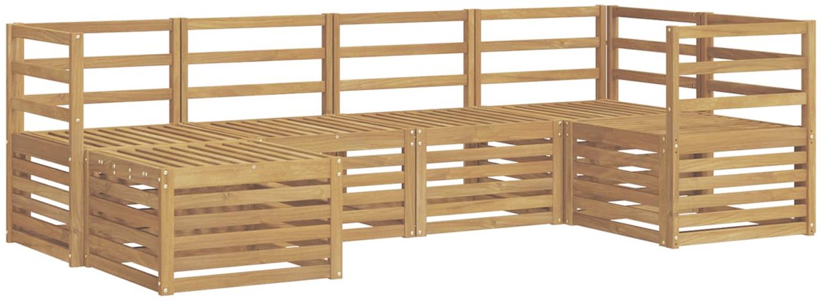 vidaXL Buiten - bank - set - 6 - st - 5-zits - Wit - Polyester