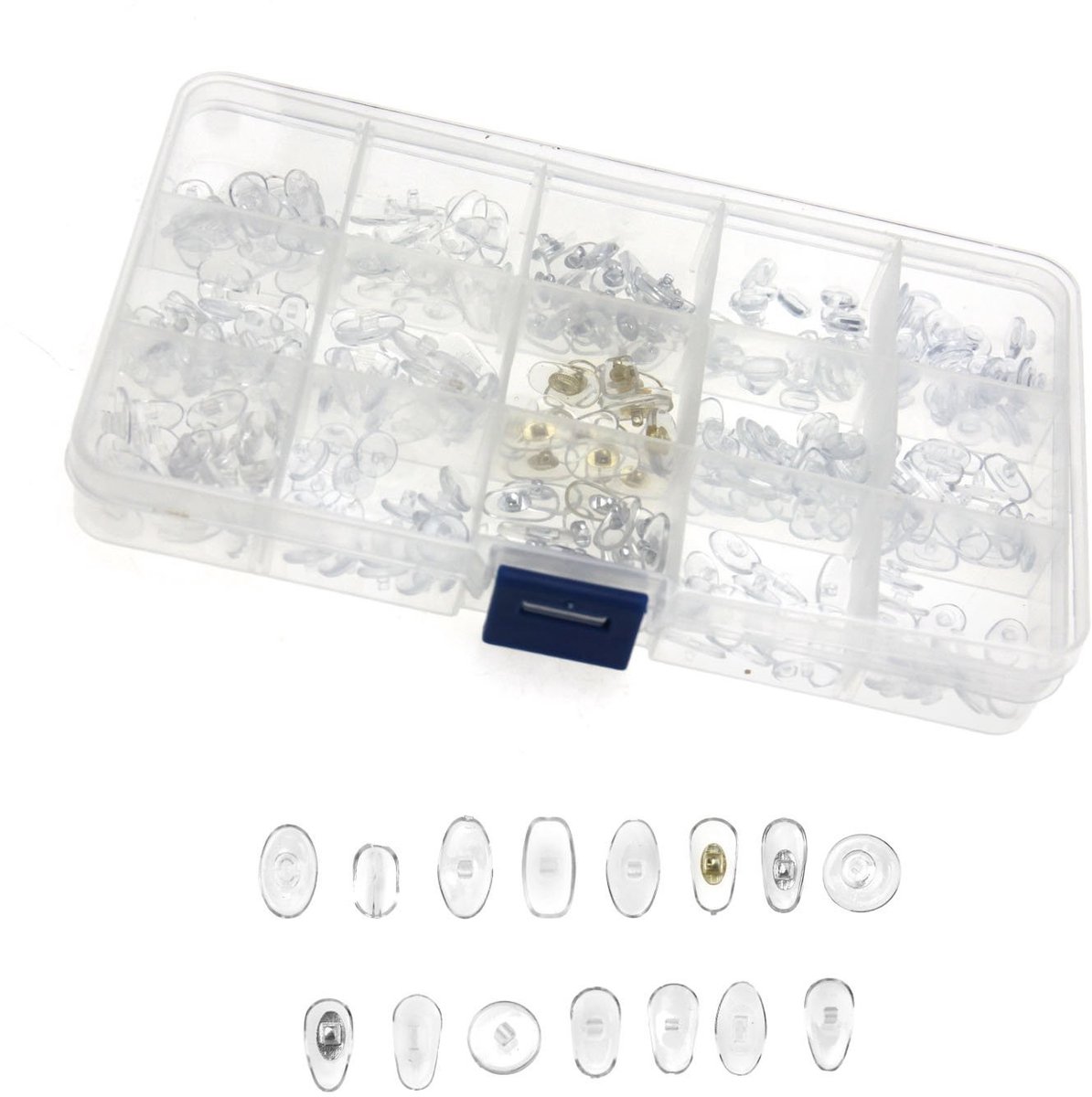 Dailygoods- Neusbeschermers Siliconen - Neuspads Bril - Neuspads Zelfklevend - Neusbeschermer - 15 Stijlen - Inclusief Opbergdoos