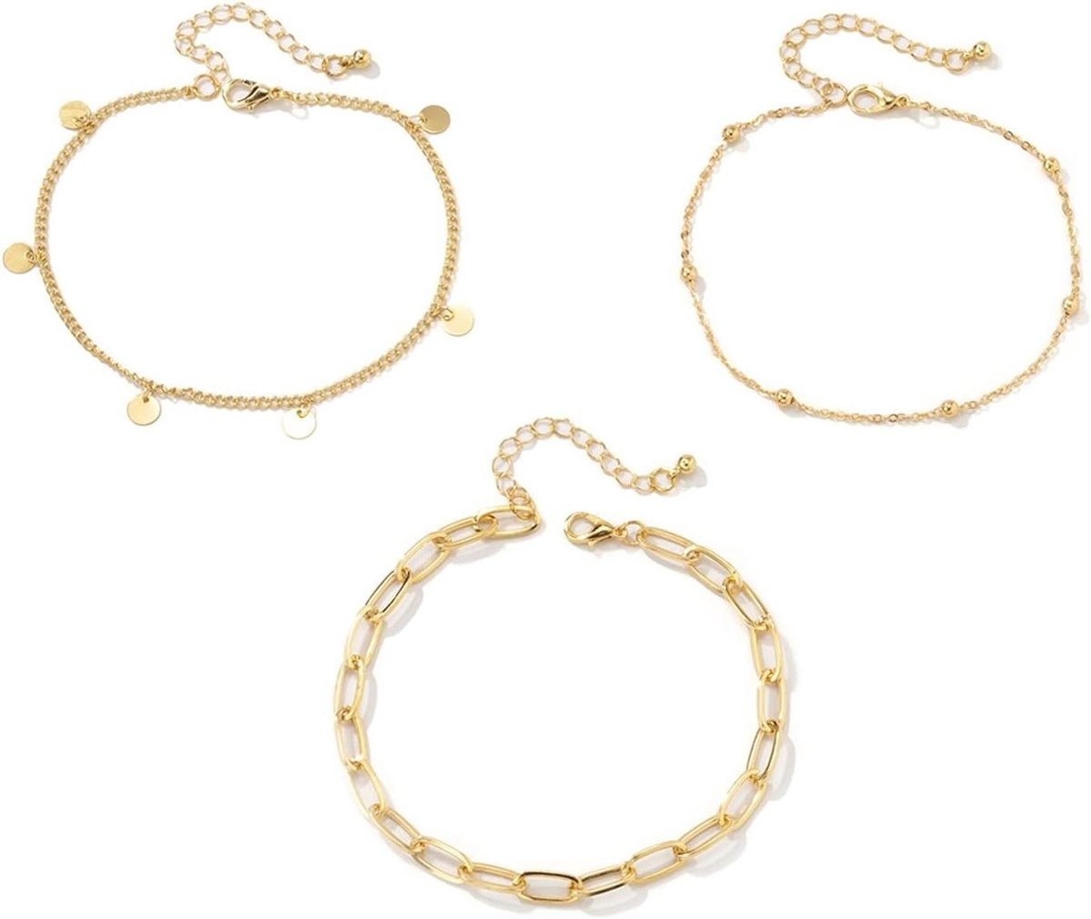 Enkelbandje met kralen - Dames enkelketting - Stijlvol accent - Vergulde fijne ketting - Verstelbaar - Goudkleurig