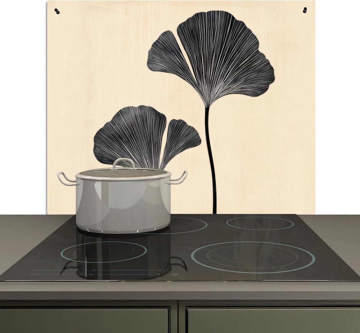 Spatbescherming Keuken Kookplaat Achterwand Wand Beschermen 2-in-1 Functie 51.6x57.6 cm Bladeren Minimalistisch