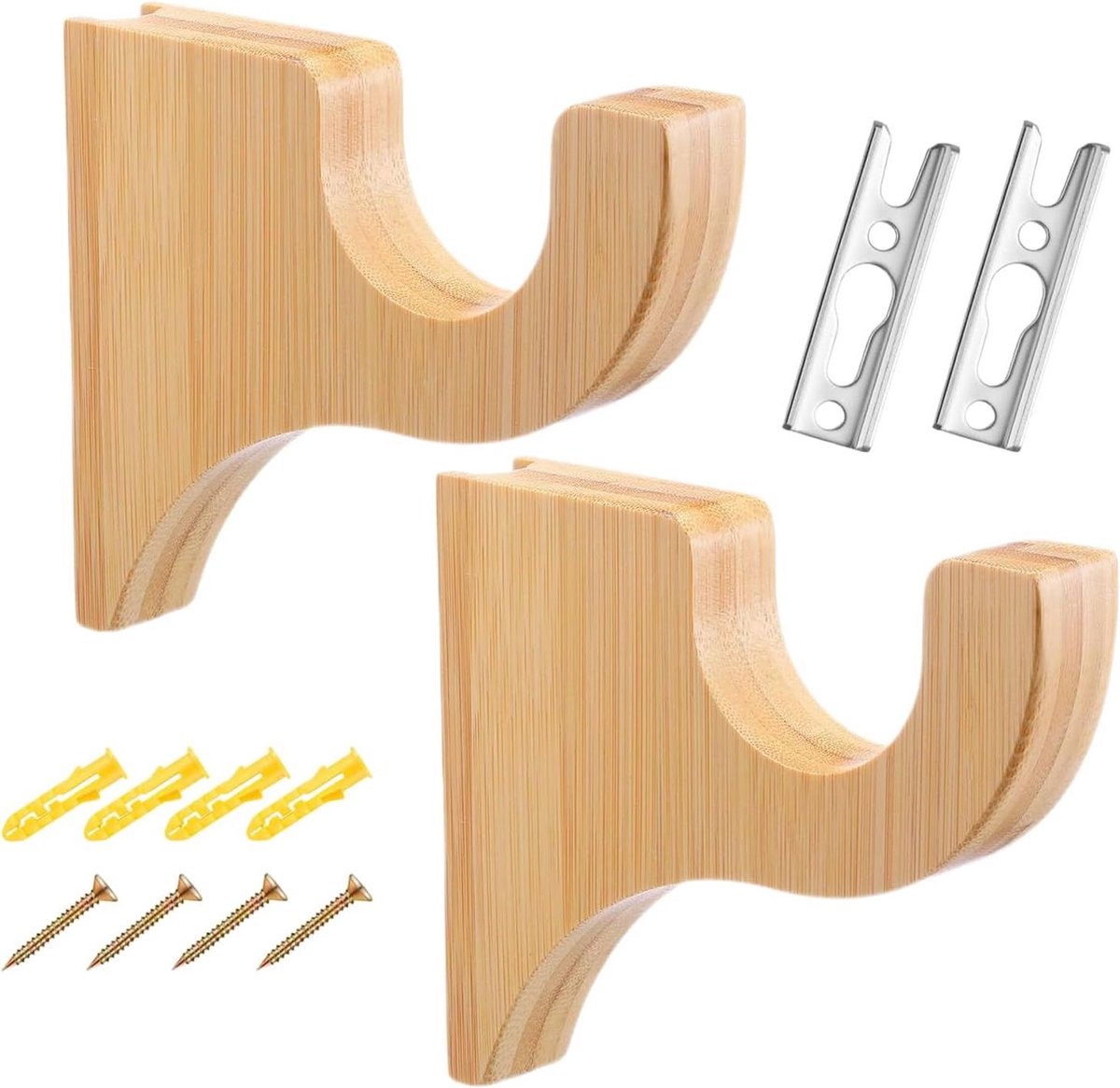 Houten Gordijnstanghouders - Roedehouders Hout - Vensterdecoratie Ophangen - Torsiebestend