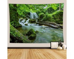 Daesar Polyester Tapestry 150 × 100 CM Muur Art Tapestry Bos en Stroom Patroon Woondecoraties Voor Slaapkamer Woonkamer, Sofa Stoel Cover Tafelkleed, Picknickmat