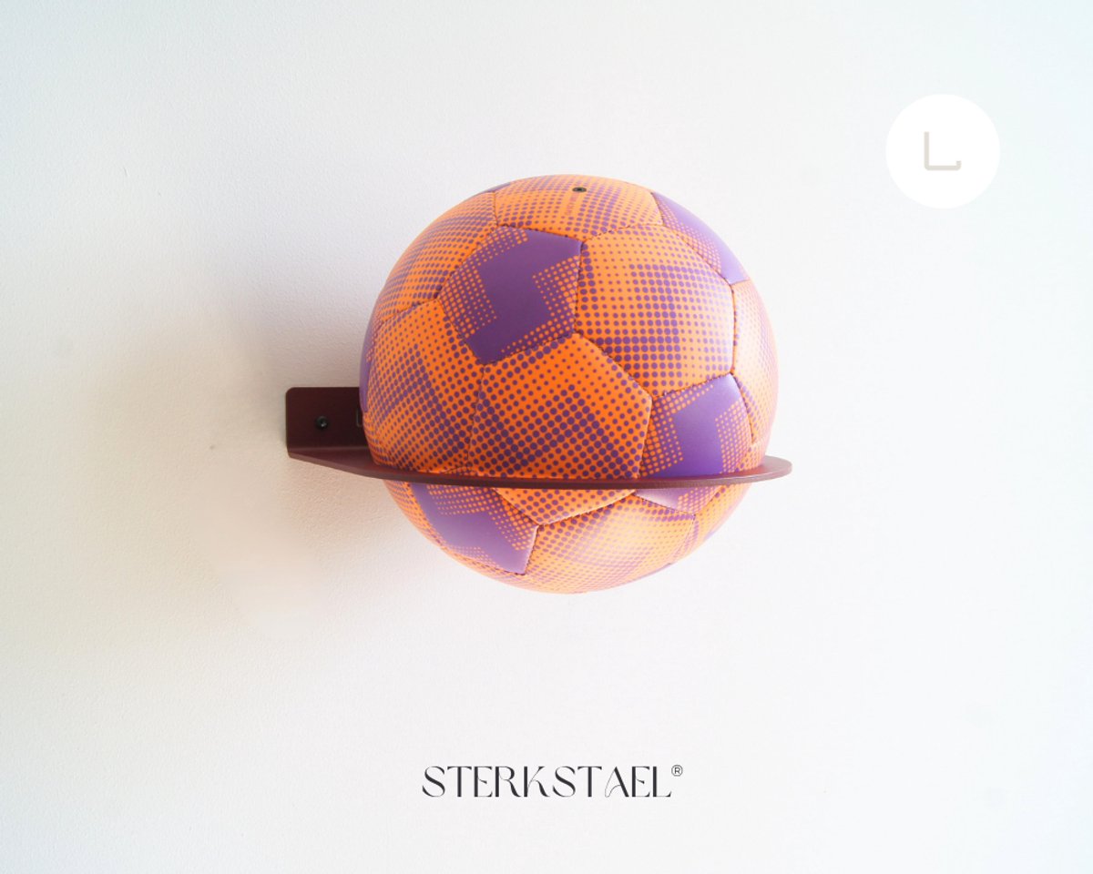 STERKSTAEL Balhouder Ball Burgundy - Industriële balhouder voor aan de muur - wandbevestiging - diameter ø 20 cm - kleur wijnrood - poedercoating - voetbalhouder - baldrager - staal - 1 stuk