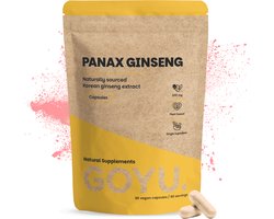 GOYU Panax Ginseng Extract 1.000 mg 60 capsules - Panax Ginseng Extract Capsules - Ginsengwortel 10:1 - 500 mg per capsule - 60 capsules - Vegan - Zonder toevoegingen - Lab getest - 30 tot 60 dagen voorraad per zakje