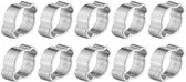Dailygoods- Slangklemmen 10 Stuks - Verstelbare Wormwiel Klemmen - RVS 2 Oor - Geschikt voor Pijpdiameter 5-23 mm - Slangklemtang - Duurzaam Materiaal - Slangklem