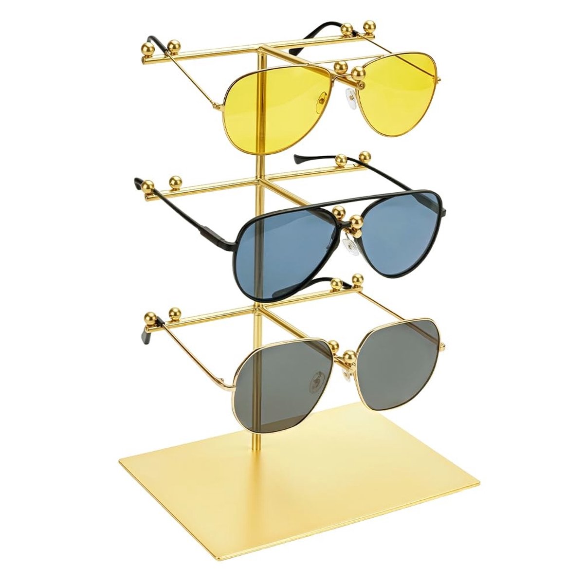 Dailygoods- Zonnebril Organizer Stevige IJzeren Constructie - Brillenhouder - Brillen Standaard - Compact Formaat - 3 Laags - Geschikt voor Thuisgebruik - Brillenstandaard