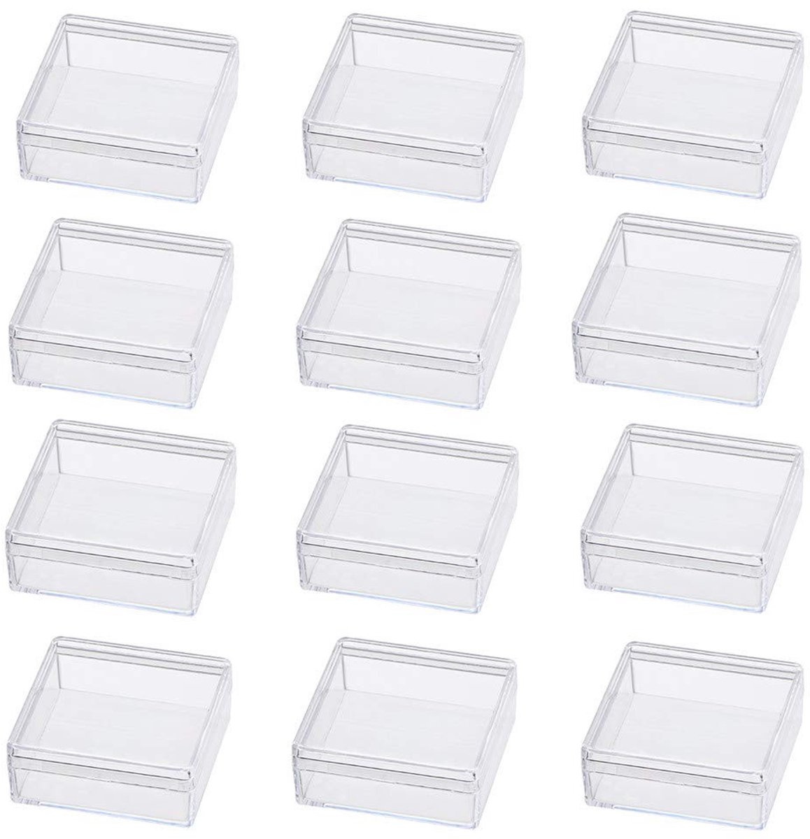 Dailygoods- Opbergcontainers 15 Stuks - Plastic - Doorzichtig - Klein 5x5x2cm - Stevig - Perfect voor Sieraden en Kleine Voorwerpen - Opbergdozen