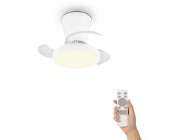 Fantiluxe - Kasper - Plafondventilator met verlichting - Wit - Ø41cm - Afstandsbediening - Met lamp - Plafond ventilator - Slaapkamer