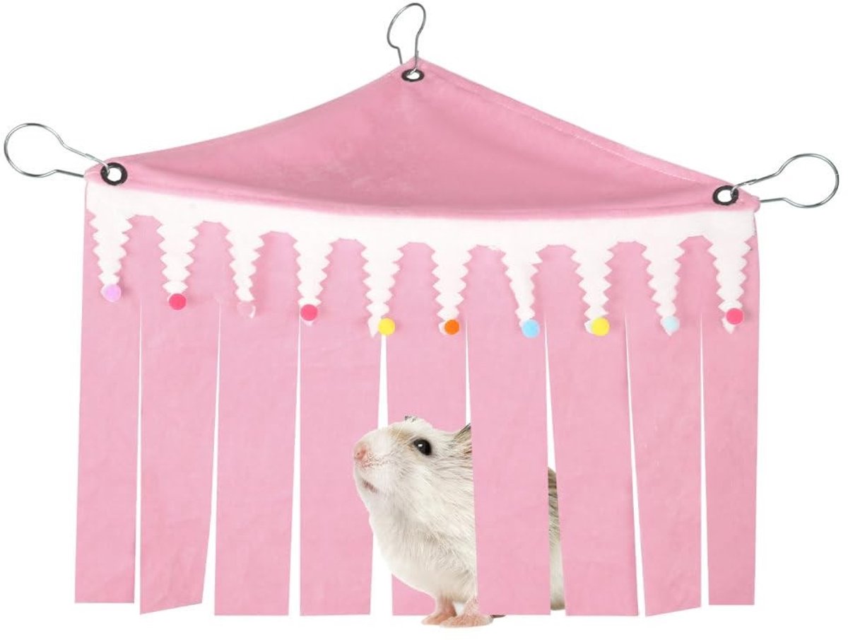 Dailygoods- Cavia Schuilplaats All-Season - Hangmat met Kwastje - Schuilplek voor Kleine Dieren - Zachte Flanellen Stof - Metalen Haken - Rustige Omgeving