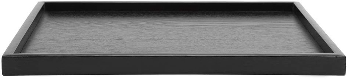 Dailygoods- Dienblad Zwart - Rechthoekig Houten Dienblad - Multifunctioneel - Thee/Koffie/Snack - 30 x 24cm - Duurzaam Massief Hout - Servies