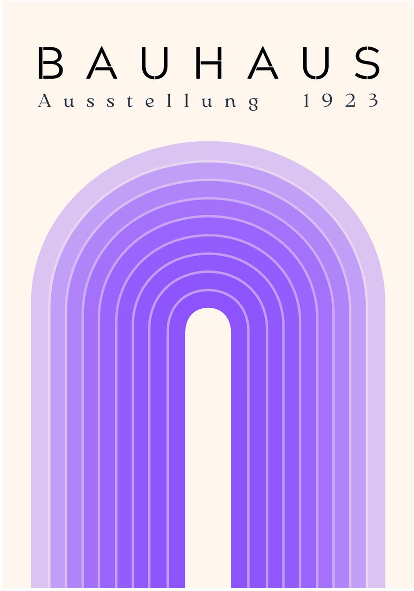 Bauhaus Poster 1923 Concentrische Bogen 35x50 cm - Dibond Wanddecoratie Premium Aluminium 