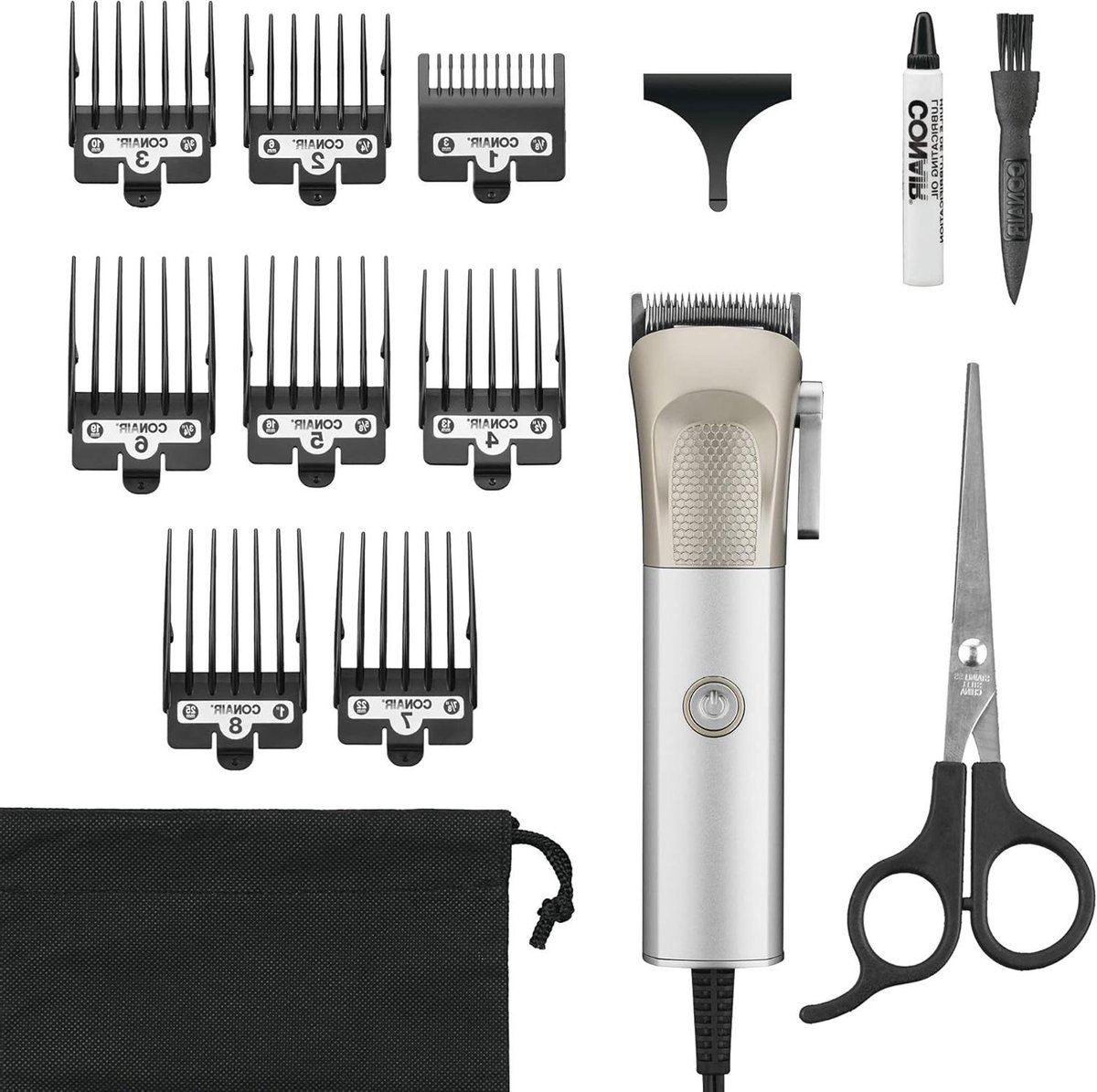 Professionele Tondeuse - Haarknipset Kit - Thuis Kapsel Creëren - Japanse Roestvrij Staal - 8 Opzetkammen - Metaal