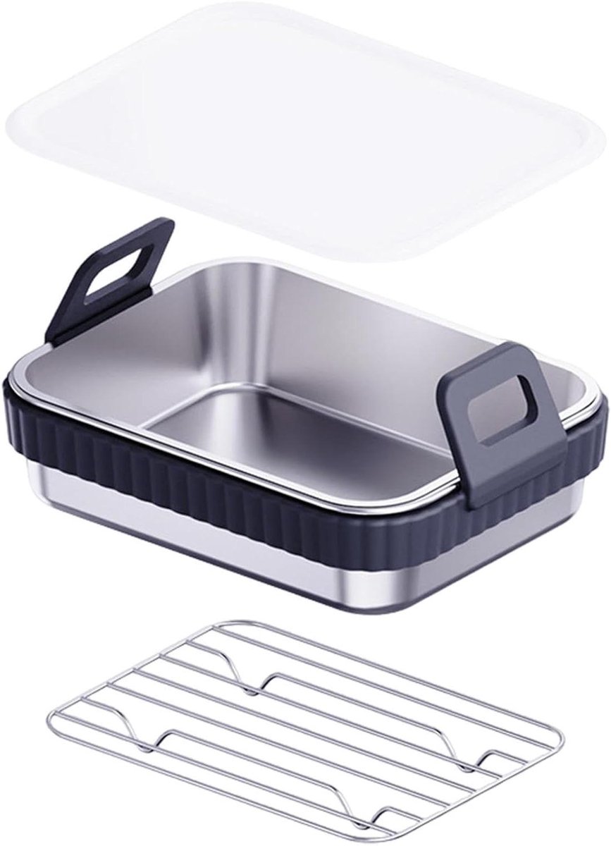Airfryer Mand Bakvorm Braadpan Knapperig Eten Maken Universele Pasvorm 20x15x5.5 cm Grijs