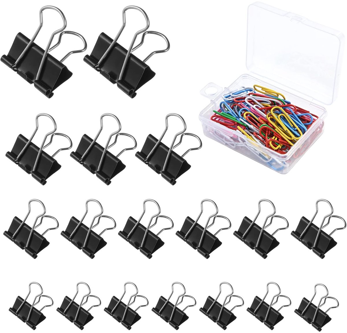 Dailygoods- Foldback Nietjes Set van 90 Stuks - 15 mm/19 mm/25 mm/32 mm Klemmen - Multifunctionele Klemmen - Documentenclips - Kantoorbenodigdheden